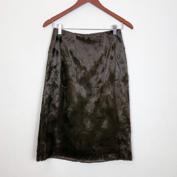 Rebecca Taylor Olive Green Faux Hide Midi Pencil Skirt woman's size 6 - Picture 1 of 7